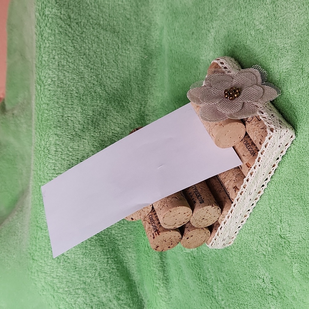 Handmade Farmhouse Eyelit Lace Floral Wine Corks Phone Stand